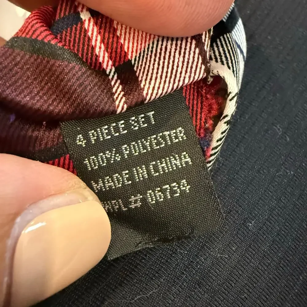 Red Black White Plaid Clip On Tie Toddler Boys Little Kid